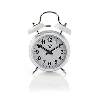 Analog bordsväckarklocka - reseväckarklocka | Metall | Vit 