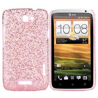 Glittrigt HTC ONE X skal (rosa)