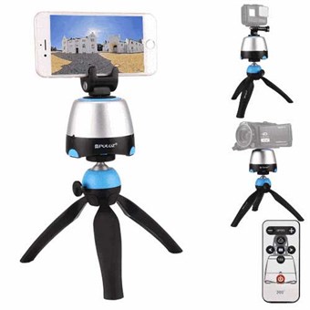 PULUZ® elektroniskt 360º panoramastativ med kulhuvud och fjärrkontroll för GoPro och smartphones