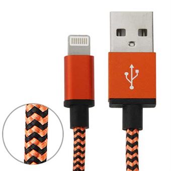 Nylon tygserie Lightning Cable 1m - Orange