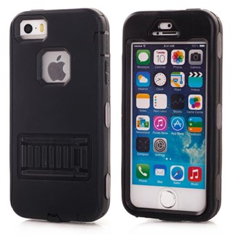 Finfärgat plast- och silikonskal till iPhone 5 / iPhone 5S / iPhone SE 2013 - Svart