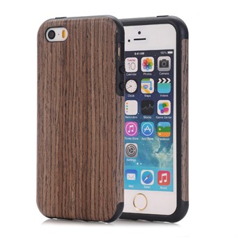 Premium i trälook i silikon iPhone 5 / iPhone 5S / iPhone SE 2013 brun