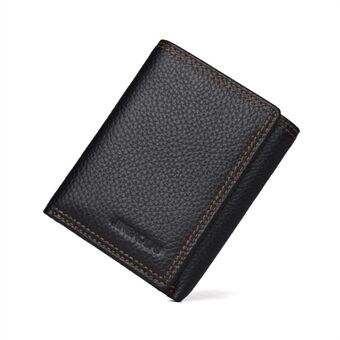 Anti-magnetisk Stöldskydd Svepande Multi-card Trefaldig nötläder plånbok för män