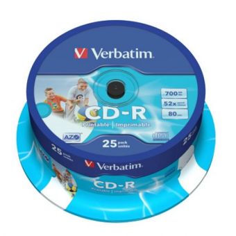 Utskrivbar CD-R Verbatim 700 MB 52x 25 st