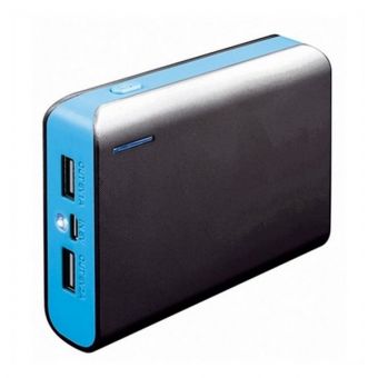 Powerbank 6000mAh Dual USB w / lampa - Blå