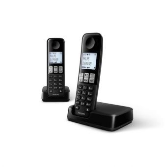 Trådlös telefon Philips D2302B / 23 1,8 "DECT HQ Ljud Svart (2 st)