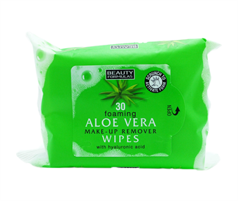 Skönhetsformler Skummande Aloe Vera Makeup Remover Wipes - 30 st