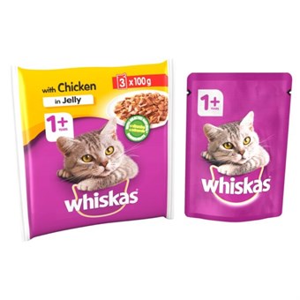 Whiskas 1+ Chicken in Jelly Cat Food - 3 x 100 g