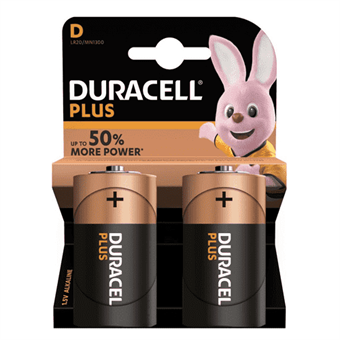 Duracell Plus Power alkaliskt D (Mono) batteri - 2 st.