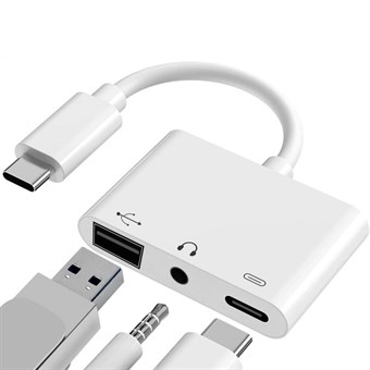 3-i-1-adapter för typ-C två 3,5 mm-jack Audio USB 3.0 / 2.0 digitalkameraläsare - OTG-adapter med laddare