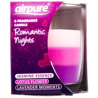 AirPure Romantic Nights Candle - Romantiska doftljus - 3 ljus i ett - Jasmine / Lotus / Lavender