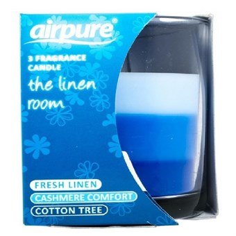 AirPure Candle - Doftljus - 3 ljus i ett - Linne rum, Cashmere Comfort & Cotton Tree - Nytvättad textilduft