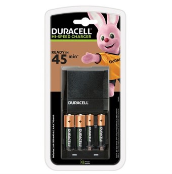Duracell Hi-Speed snabbladdare - inkl. 2x AA och 2x AAA batterier - Klar på 45 min