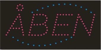 Skylt med ljus - Öppna