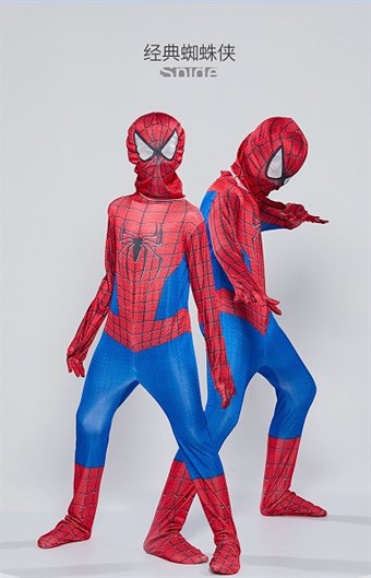 Spiderman Tight Kostym - Barn - Inkl. Kostym + Mask - Large - 120-130 cm
