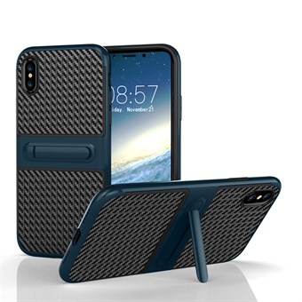 Fancy Slim Cover i TPU plast och kol för iPhone X / iPhone Xs - Mörkblå