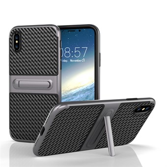Fancy Slim Cover i TPU plast och kol för iPhone X / iPhone Xs - Grå