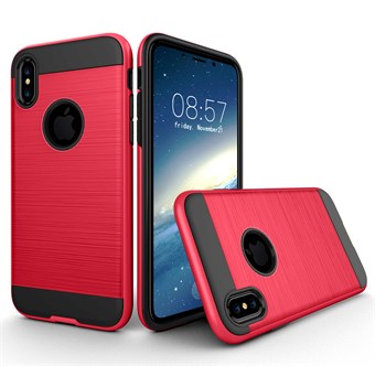 Snyggt borstat lock i TPU-plast och silikon för iPhone X / iPhone Xs - Röd