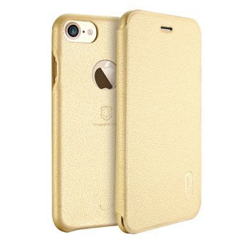 Lenuo Art Flip Case i PU läder och plast för iPhone 7 Plus / iPhone 8 Plus - Guld