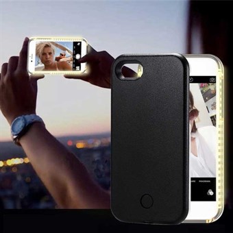 Selfie-fodral med LED-ljus för iPhone 8 Plus / 7 Plus - Svart