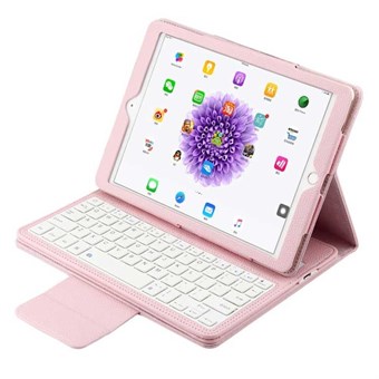 PU-läderfodral med Bluetooth-tangentbord och plastfodral för iPad - Rosa