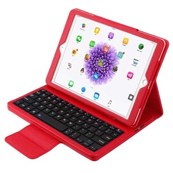 Fodral i PU-läder med Bluetooth-tangentbord & plastskal till iPad - Röd