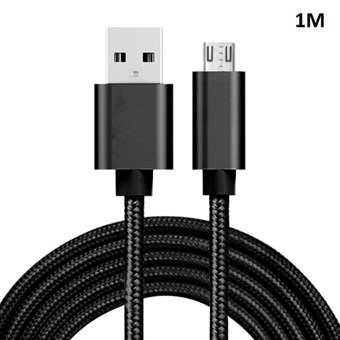 Kvalitet Nylon Micro USB Kabel Svart - 1 meter