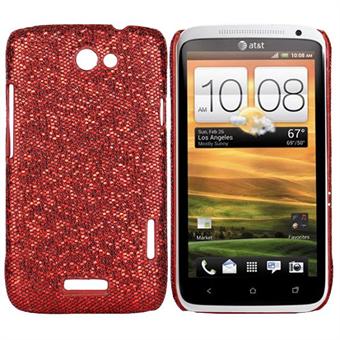 Glittrigt HTC ONE X skal (röd)