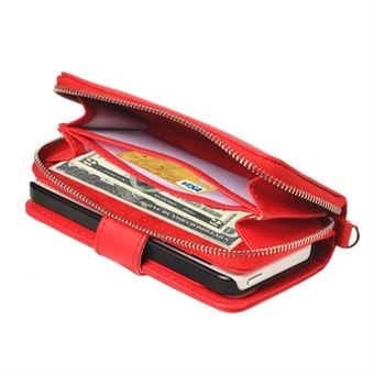 Dragkedja mega plånboksfodral iPhone 5 / iPhone 5S / iPhone SE 2013 - Röd