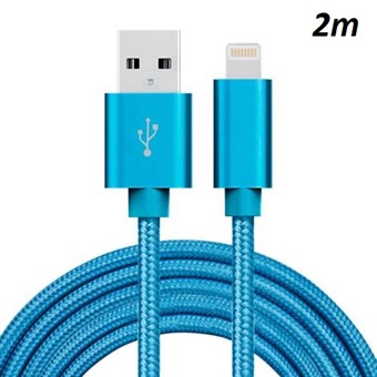 Billig Nylon Lightning Kabel - Blå - 2 Meter