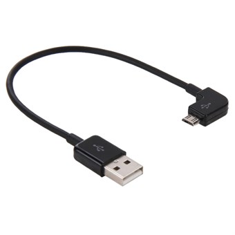 Armbåge Micro USB till USB 2.0 Kabel 0,2 Meter - Svart