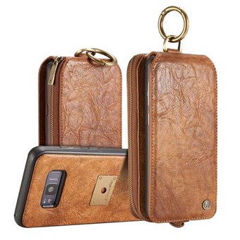 CaseMe snygg plånbok i PU-läder med magnetskydd i plast för Samsung Galaxy S8 - Brun