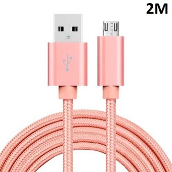 Kvalitet Nylon Micro USB Kabel Rose Gold - 2 meter