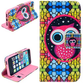 Stand Card Plånboksfodral iPhone 5 / iPhone 5S / iPhone SE 2013 - Funky Owl