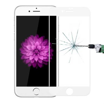 Härdad 3D heltäckande glasfilm iPhone 6 / iPhone 6S (Vit)