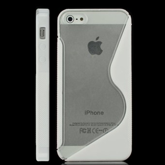 iPhone 5 / iPhone 5S / iPhone SE 2013 - Line plastkåpa M silikonsidor (Vit)