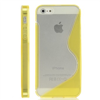 iPhone 5 / iPhone 5S / iPhone SE 2013 - Line plastkåpa M silikonsidor (gul)