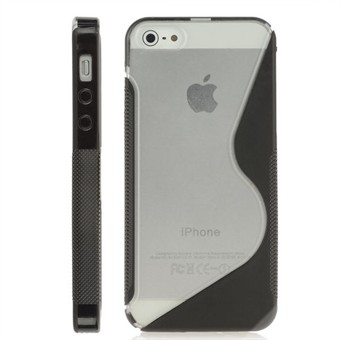 iPhone 5 / iPhone 5S / iPhone SE 2013 - Line plastkåpa M silikonsidor (svart)