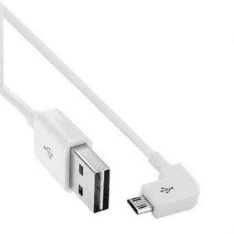 Elbow Micro USB till USB 2.0 Kabel 2 Meter - Vit