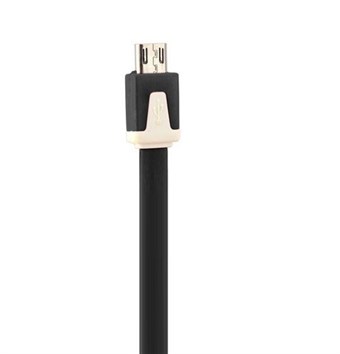 Platt 2 meter USB Micro Sync och laddningskabel (svart) 