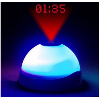 Digital väckarklocka med projektor och LED-ljus