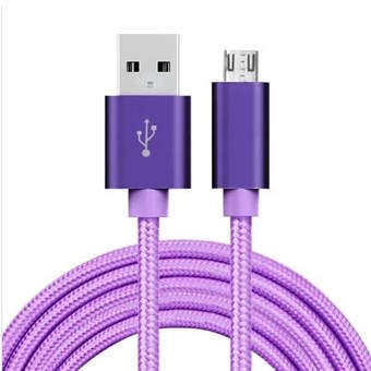Kvalitet Nylon Micro USB-kabel Lila - 1 meter