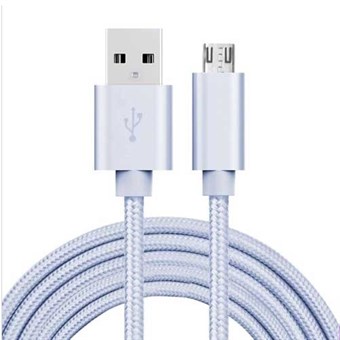 Kvalitet Nylon Micro USB-kabel Silver - 1 meter