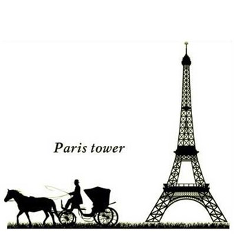 Väggdekor - Eiffeltorn och hästvagn