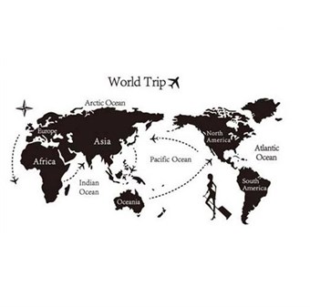 Väggklistermärken - karta över världen