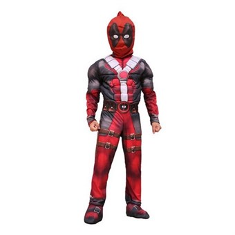 Deadpool Kostym - Barn - Inkl. Kostym + Bälte + Mask - Medium- 120-130 cm