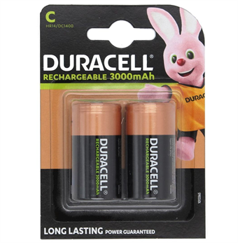 Duracell 3000mAh Uppladdningsbara C-batterier - 2 st