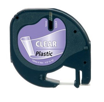 Dymo LetraTag-etikett Svart text på genomskinlig tejp (12267) 12 mm × 4M (S0721530)