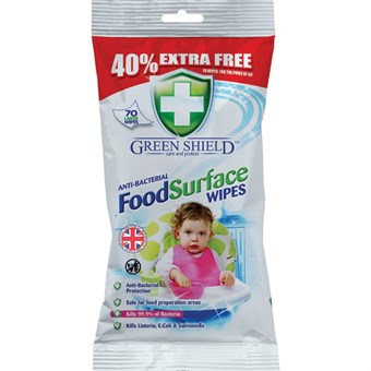 Green Shield Anti Bacterial Food Surface Wipes - 70 st