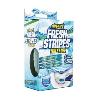 AirPure Fresh Stripes Toalettgel - Toalettrengöring - Alternativ till toalettblock - Ocean Breeze - Doft av havet